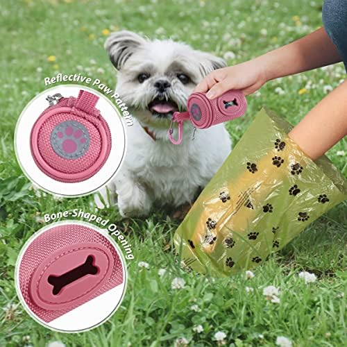 FURHAB Dog Poop Bag Holder for Leash with Carabiner Clip Soft Fabric - Image 3