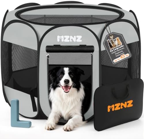 Dog Cat Small Animal Puppy Playpen Crate, Large, Whole Grey by MZNZ