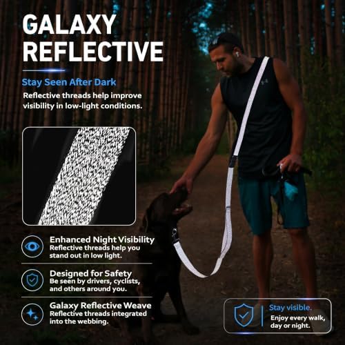 Hands Free Dog Leash,Galaxy Reflective,Crossbody Dog Leash,Blue - Image 5