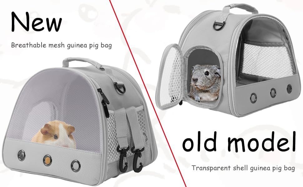 Guinea Pig Carrier Backpack, Clear Bubble Window Backpack for Guinea Pig, Bunny Rat Bird (Grey, Upgraded Mesh) - Image 2