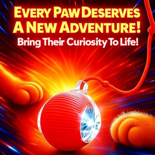 Purrmitive 2026 Durable Interactive Cat Toys for Indoor Cats, Dog Toys Ball, Rolling Pet Ball, Smart Automatic Cat Chase Balls Toy, Interactive Dog Toys Speedy Tail,Kitten & Cat Toys Interactive (Red) - Image 6