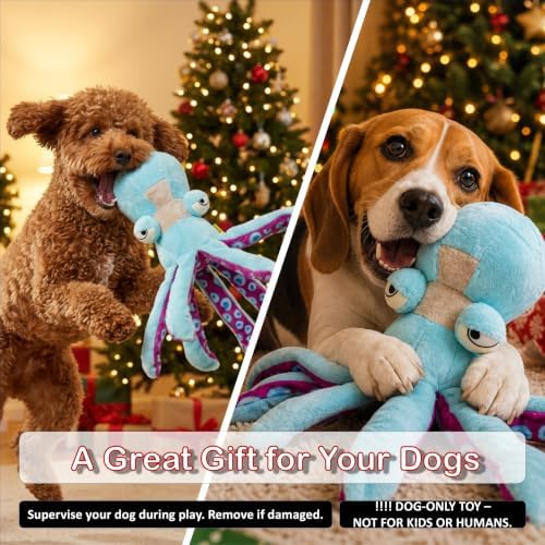 Octopus Dog Toys Squeaky Crinkle Plush Chew Toy for Small Medium Large - Image 2