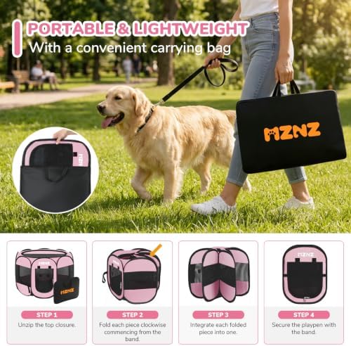 Dog Cat Small Animal Puppy Playpen Crate, Medium, Whole Pink - Image 4