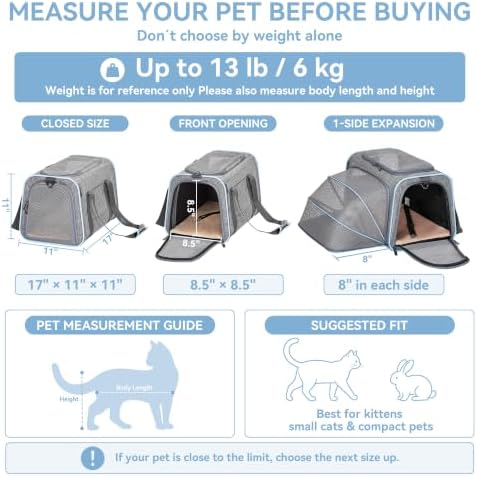 Petsfit Medium Expandable Cat Carrier for Air Travel, Up to 13 lb - Image 2