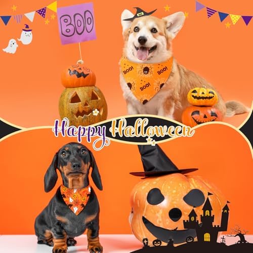 Weewooday 50 Pcs Halloween Dog Bandanas Bulk,25.6 x 17.7 x 17.7 Inch - Image 2