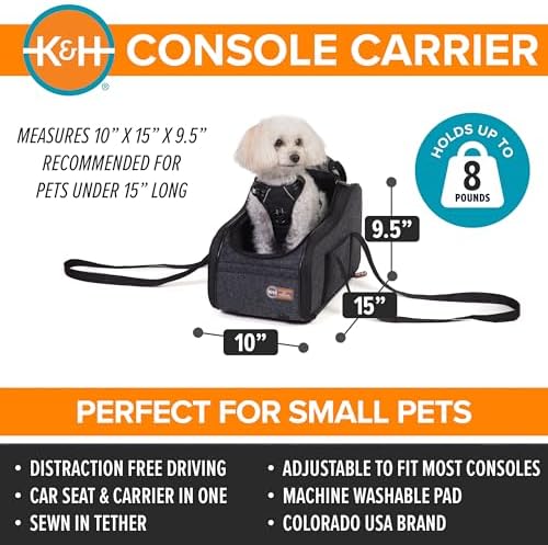K&H Center Console Dog Car Seat for Small Dogs & Cats, for Pets Under 8 lbs - Image 3