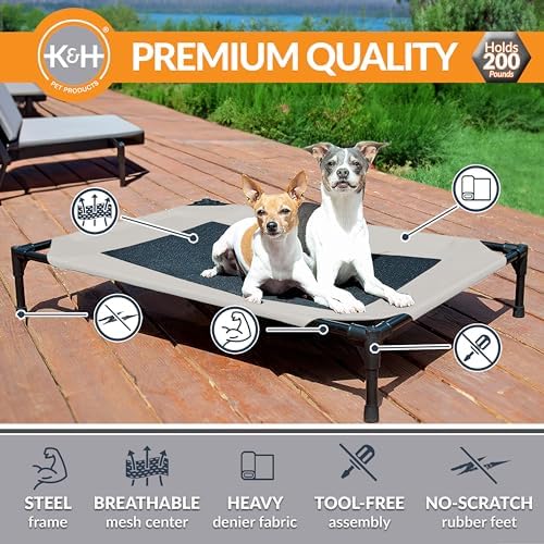 K&H Outdoor Elevated Dog Bed for Small & Medium Pets, Taupe, Medium 32x25in - Image 2