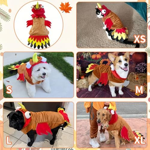T2Y Dog Costumes Dog Turkey Costume, Thanksgiving Costume Pet Clothes Apparel for Thanksgiving Christmas Cosplay for Small Medium and Large Dogs [XL] - Image 3