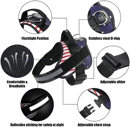 Bolux Dog Harness, No-Pull Reflective Dog Vest, Breathable Adjustable Pet Harness with Handle for Outdoor Walking - No More Pulling, Tugging or Choking (Flag, Medium) - Image 2