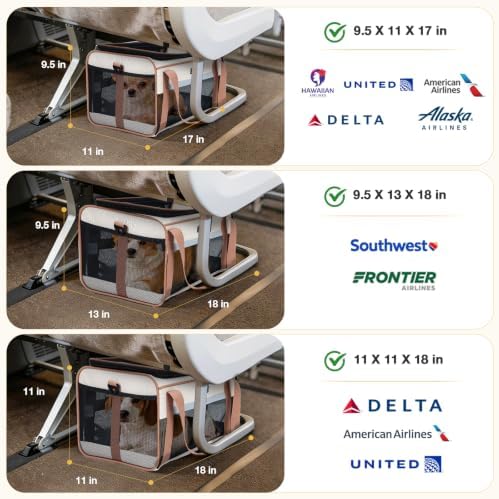 Lekereise Top-Expandable Pet Carrier 17x11x9.5 Inch Alaska Hawaiian Airline Approved Soft Sided Underseat to 12lbs Travel Carriers for Small Dogs and Cats with Locking Safety Zippers Anti-Scratch Mesh - Image 2