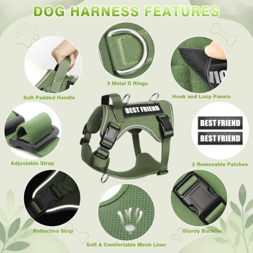 WINSEE No Pull Tactical Dog Harness with Leash Set with 2 Patches - Image 5
