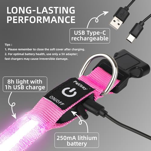 Super Bright LED Dog Collar, Waterproof Light up Collars(Pink, X-Small) - Image 7
