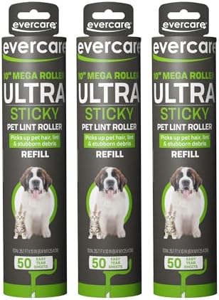 Evercare Pack of 3 All-Purpose Pet Mega Oversized Lint Roller Refills, 50 Sheets Each by Evercare