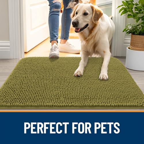 OLANLY Dog Door Mat for Muddy Paws 54x32, Super Absorbent Chenille Mud Mat - Image 6