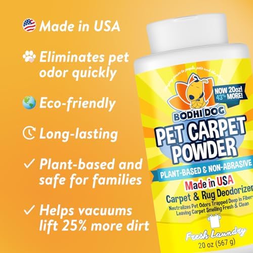 Bodhi Dog Natural Carpet Deodorizer Powder - Dry Pet Smell Eliminator & Urine Odor Remover - Loosens Fur & Dirt - Plant-Based Room Freshener for Vacuuming Home - Fresh Laundry (Pack of 1) - Image 2