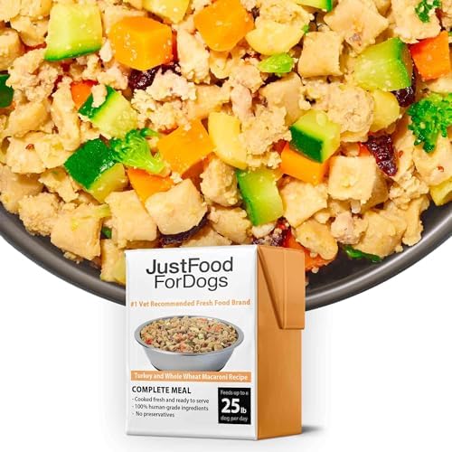 JustFoodForDogs Pantry Fresh Wet Dog Food, Complete Meal or Dog Food Topper, Turkey & Whole Wheat Macaroni Human Grade Dog Food Recipe - 12.5 oz (Pack of 6) by JustFoodForDogs