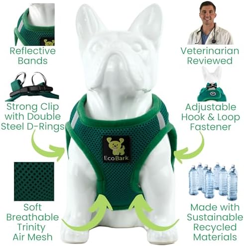 EcoBark Teacup Dog Harness, Step in Mesh Dog Harness, Forest Green, XXS - Image 4