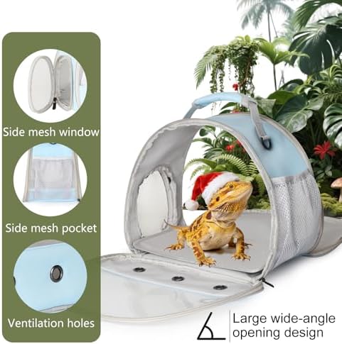 Bearded Dragon Travel Carrier,Lizards Cage, Small Animal Bag for Hedgehog Rat Parrot Bird Guinea Pig, Portable Guinea Pig Travel Carrier for 2 - Image 4