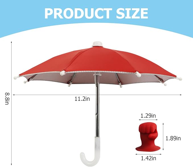 Phone Umbrella Stand, Sun Shade Mini Umbrella for Cell Phone with Adjustable Fist Style Suction Cup, Universal Anti-Glare Sun Visor for Outdoor - Image 2