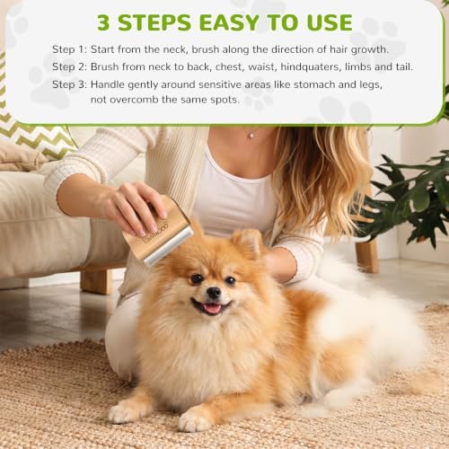 Pawaboo Deshedding Brush for Dogs&Cats, Wood Dog Hair Removal Comb, 3inch - Image 6