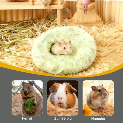 Guinea Pigs Bed Small Animal Bedding Donut-Shaped Burrowing Pet Bed Soft and Warm Hideaway with Spandex and Fleece Bottoms Cozy Carrier, Cage Accessories - Image 4