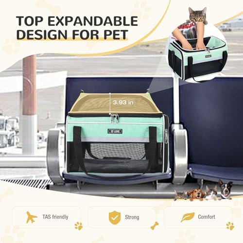 Lekereise Top-Expandable Pet Carrier 17x11x9.5 Inch Alaska Hawaiian Airline Approved Soft Sided Underseat to 12lbs Travel Carriers for Small Dogs and Cats with Locking Safety Zippers Anti-Scratch Mesh - Image 5