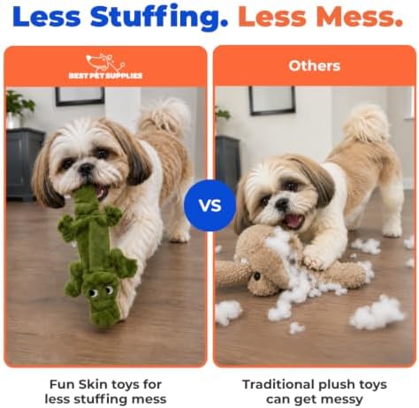Best Pet Supplies 2-in-1 Stuffless Squeaky Dog Toy - Alligator, Medium - Image 5