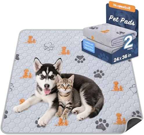 WanpeeGoo Washable Pee Pads for Dogs, Waterproof, 24 x 36 in, 2 Pack, Orng by WanpeeGoo