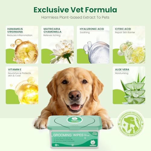 Pet Wipes for Dogs & Cats, Extra Moist & Thick Grooming Puppy Wipes with 100 Fresh Counts, Aloe Vera/Nature - Image 2
