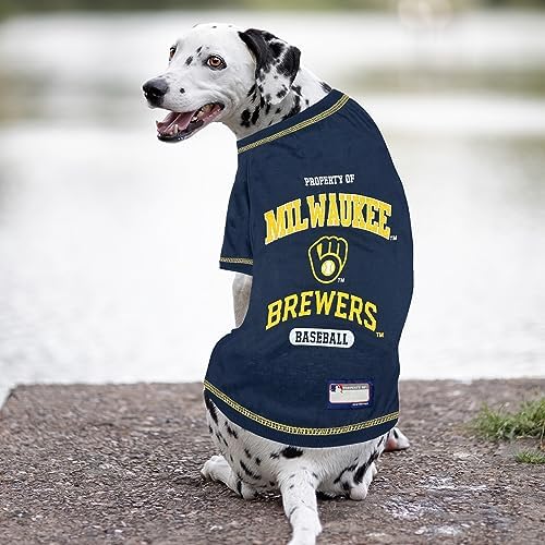MLB Milwaukee Brewers Dog T-Shirt Extra Large. - Licensed Shirt for Pets Team Colored with Team Logos- Premium Stretchable Materials for The Comfort of Your Dog & Cat - Image 2