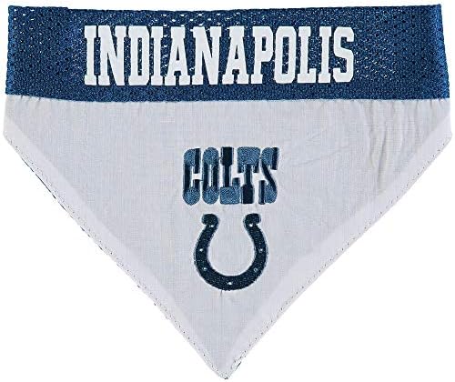 NFL DOG BANDANA - INDIANAPOLIS COLTS REVERSIBLE PET BANDANA. 2 Sided Sports Bandana with a PREMIUM Embroidery TEAM LOGO, Small/Medium. - 2 Sizes & 32 NFL Teams available - Image 2