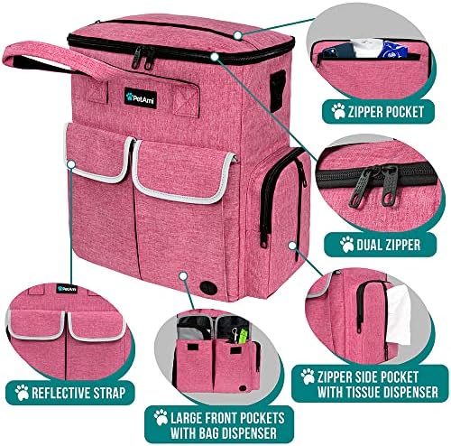 PetAmi Dog Travel Bag Organizer, Pet Supplies Diaper Tote, Pink - Image 3