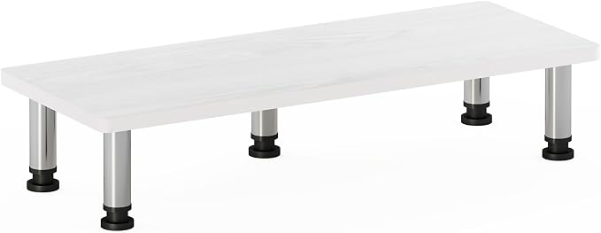 Furinno Turn-N-Tube Monitor Riser Stand, White Oak, Stainless Steel Tubes - Image 5