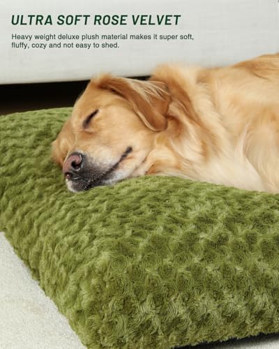 KSIIA Washable Dog Beds Large Sized Dog Crate Bed Plush Mat 47"x29" Green - Image 2