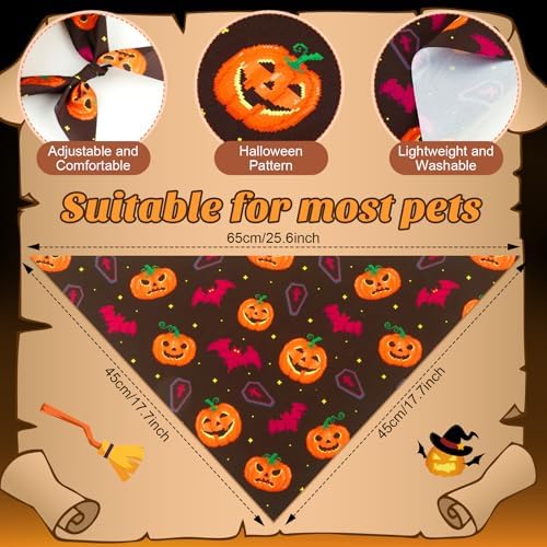Weewooday 50 Pcs Halloween Dog Bandanas Bulk,25.6 x 17.7 x 17.7 Inch - Image 3