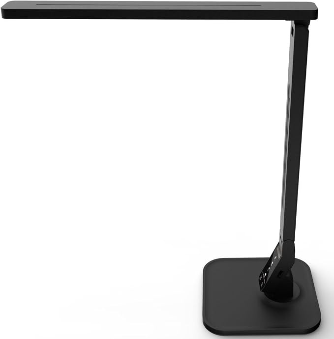 Lampat Dimmable LED Desk Lamp, 4 Lighting Modes (Reading/Studying/Relaxation/Bedtime), 5-Level Dimmer, Touch-Sensitive Control Panel, 1-Hour Auto Timer, 5V/1A USB Charging Port, Piano Black by Lampat