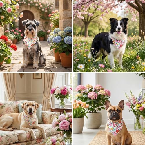 ADOGGYGO Floral Dog Bandanas Girl, Cute Spring Flower Bandana, X-Large - Image 2