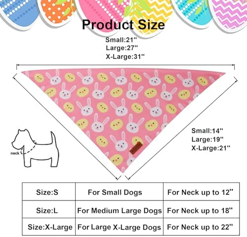 PTDECOR Pink Easter Dog Bandana, Easter Rabbit Carrot Dog Scarf, Small - Image 4