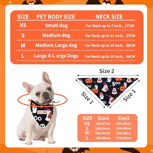 2 Pieces Halloween Dog Bandanas, Double-Sided Reversible Triangle Scarf, Cute Ghost and Pumpkin Design, Spooky Cat and Spider Pattern, Halloween Pet Costume Accessories for Dogs and Cats (X-Small) - Image 2