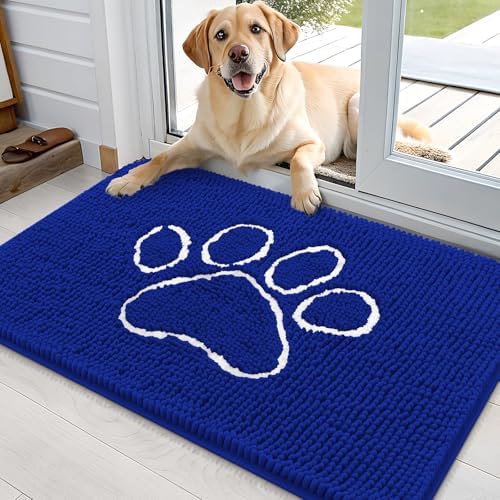 OLANLY Dog Door Mat for Muddy Paws 36x24, Paw Print Design Chenille Mud Mat by OLANLY
