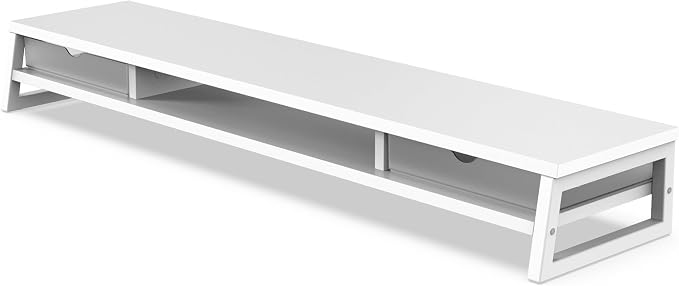 Fenge Dual Monitor Stand, Monitor Riser with Drawer, 42.5 Inch Large Computer Monitor Stand for 2 Monitors, 2 Tier Wooden Desk Shelf for Top of Desk - Image 9
