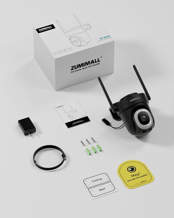ZUMIMALL 2.5K Wired Cameras for Home Security, 2.4G/5G WiFi Outdoor Camera, 5MP, 24/7 Recording,AI Motion Detection, Cloud & SD Card Storage, 2-Way Audio, 360° PTZ Auto Tracking, IP66-2-Pack (Black) - Image 7