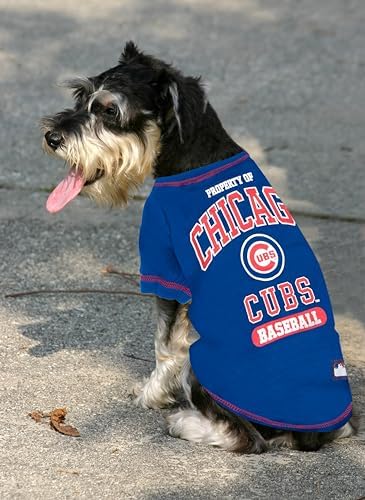 MLB Chicago Cubs Dog T-Shirt, X-Large. - Licensed Shirt for Pets Team Colored with Team Logos. - Premium Stretchable Materials for The Comfort of Your Dog & cat. - Image 2