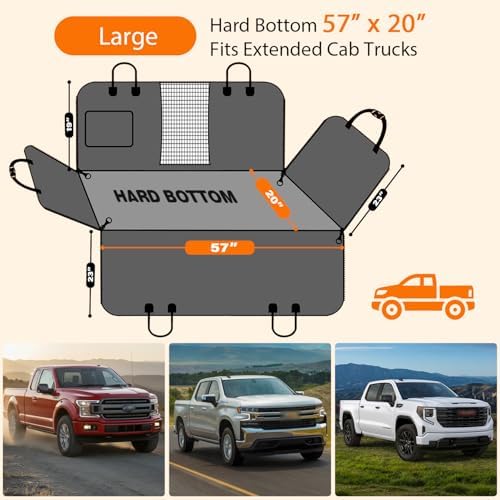 URPOWER PU Leather Hard Bottom Dog Seat Cover for Extended Cab Trucks - Image 5