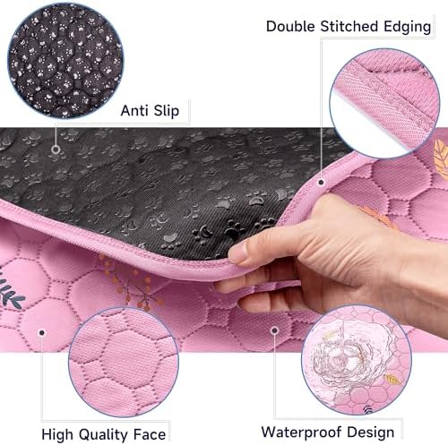 Sunheir Washable Pee Pads for Dogs 72"x72", Extra Large Reusable Puppy Pads Pet Training Pads for Dog Playpen, Waterproof Pee Pads for Puppy Playpen, Whelping Pad, Dog Playpen Indoor - Pink - Image 4