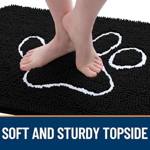 OLANLY Dog Door Mat for Muddy Paws 59x32, Paw Print Design Chenille Mud Mat - Image 4