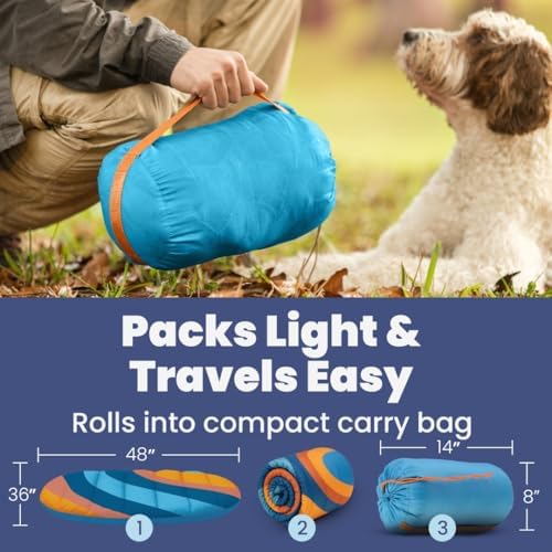 Travel Dog Bed, 48x36in, Foldable & Packable with Carry Bag, Teal - Image 6