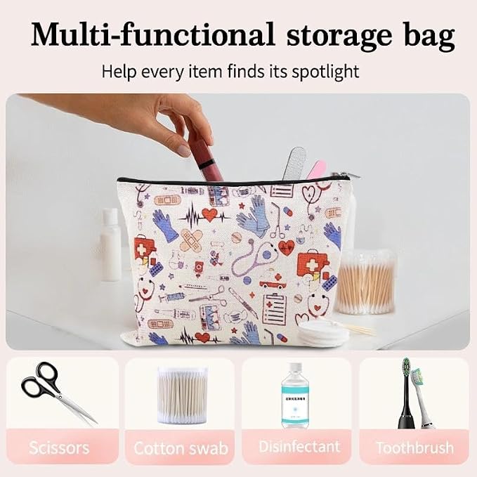 Family Medicine Travel Bag Small Pharmacy Organizer Medicine Bag Band Aid Ouchie Pouch Nurse Gifts for Nursing Student Pharmacist Dentist Doctor Gifts for Women Emergency Pouch Essential Storage Pouch - Image 2