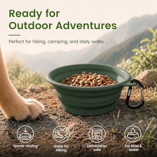 OHMO Collapsible Dog Bowls for Pet Travel, 12oz, 2pcs, Camo&Sage Green - Image 4