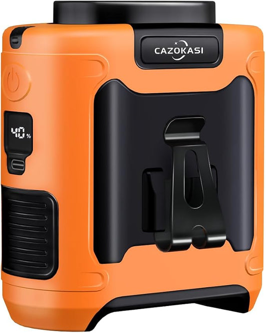 CAZOKASI Personal Waist Clip Fan Rechargeable Wearable Hand Free Wearable Cooler Fan for Traveling Working Outdoor Office (10000mAh / Orange) by CAZOKASI